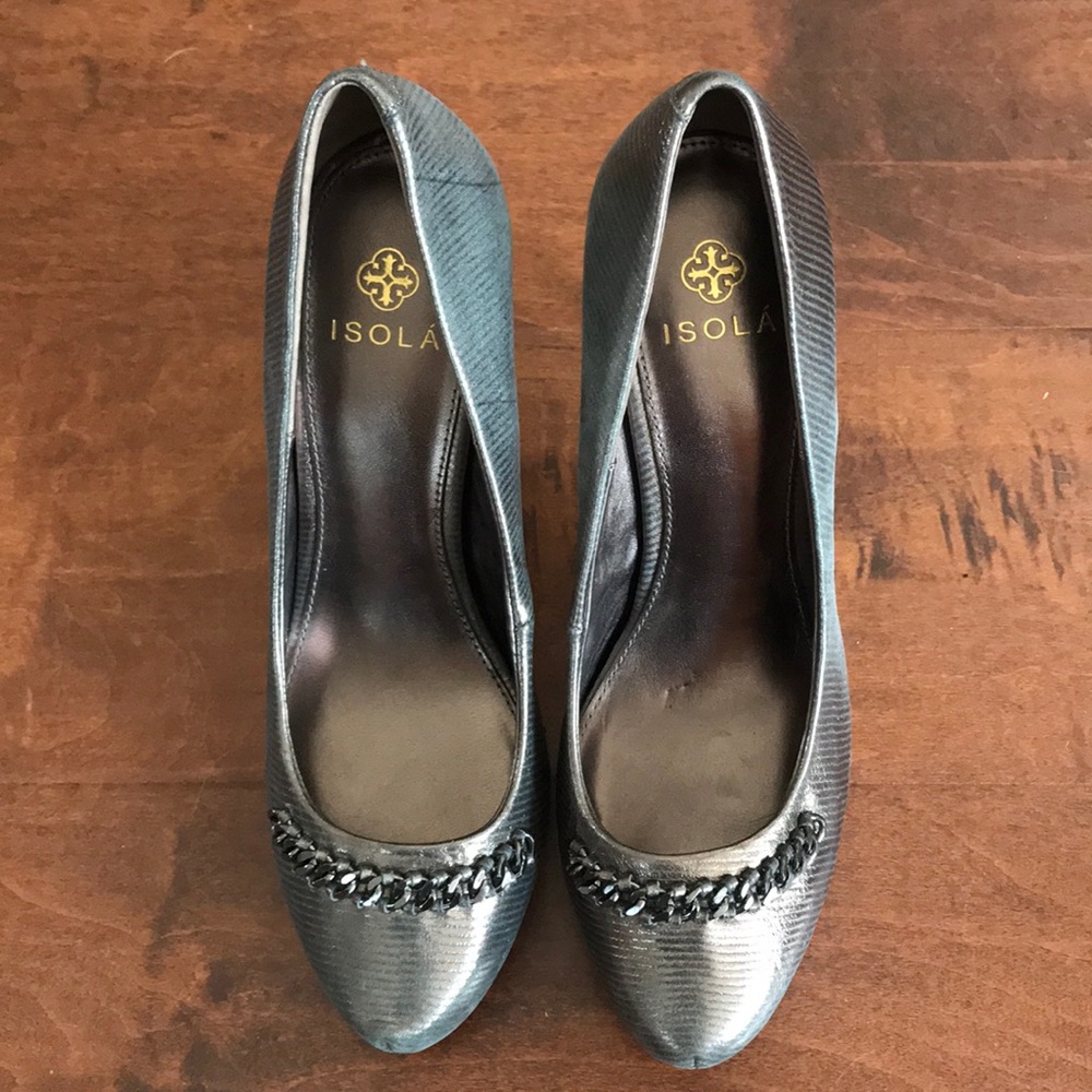 Isola  heeled shoes Metallic grey size 7 1/2.